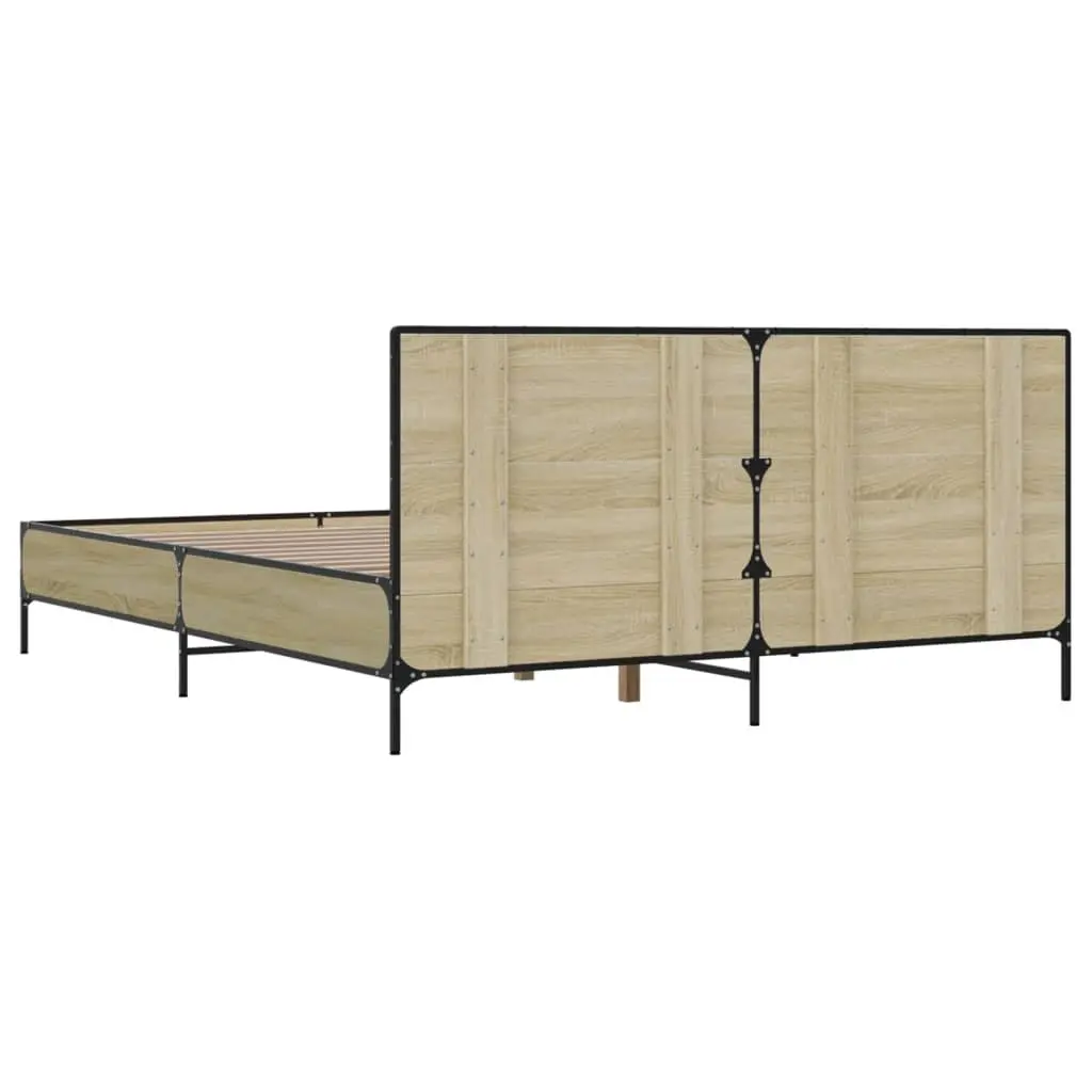 Bed Frame Queen Size 135x190 cm Slatted Base Headboard Bedroom Furniture