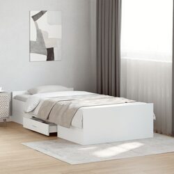 Engineered Wood Bed Frame with Storage Drawers 90x190 cm