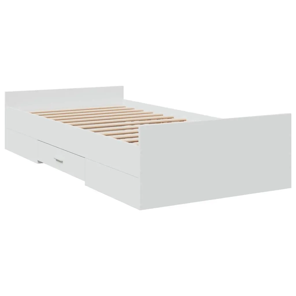 Bed Frame with Storage Drawers White 90x190 cm Bedroom Furniture