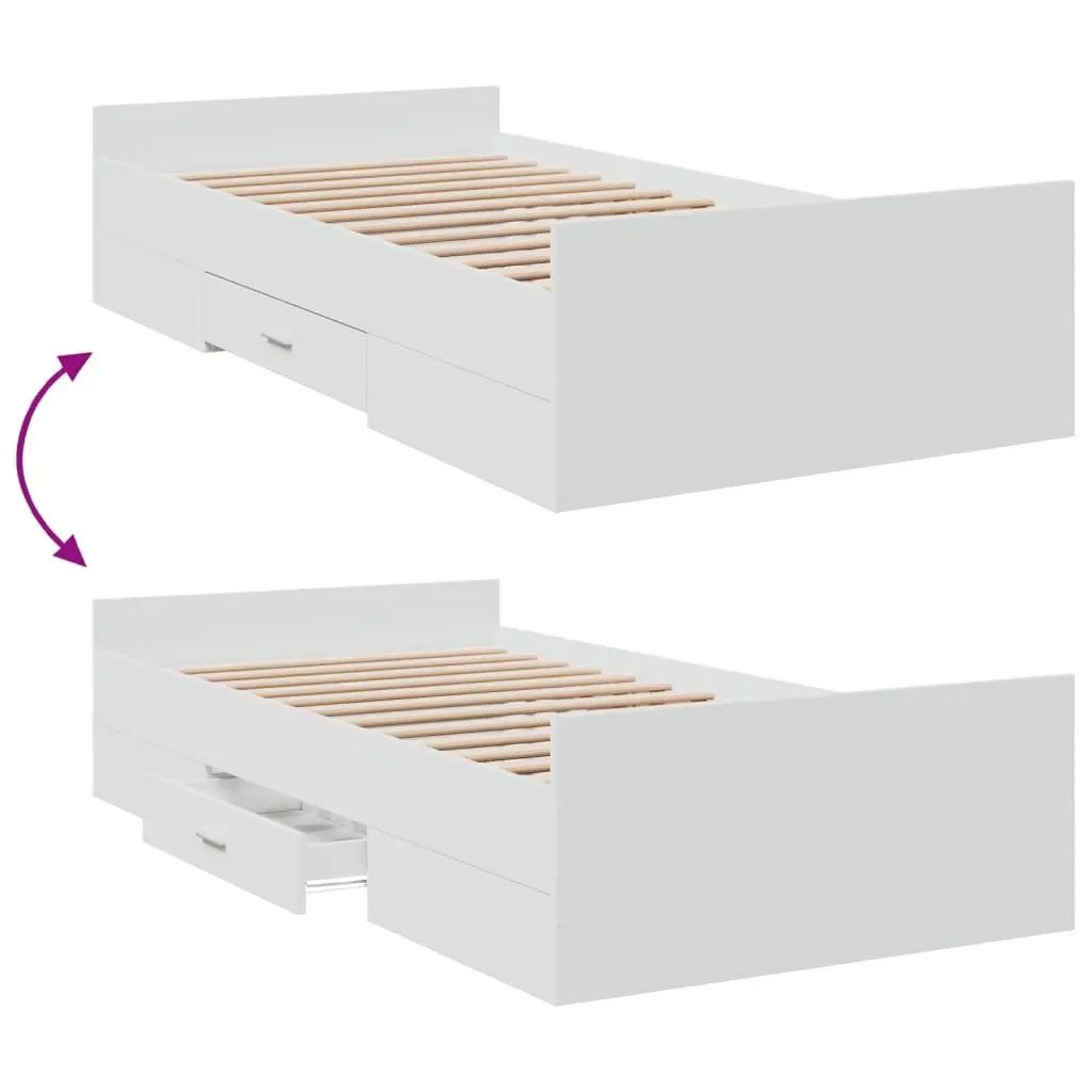 Bed Frame with Storage Drawers White 90x190 cm Bedroom Furniture