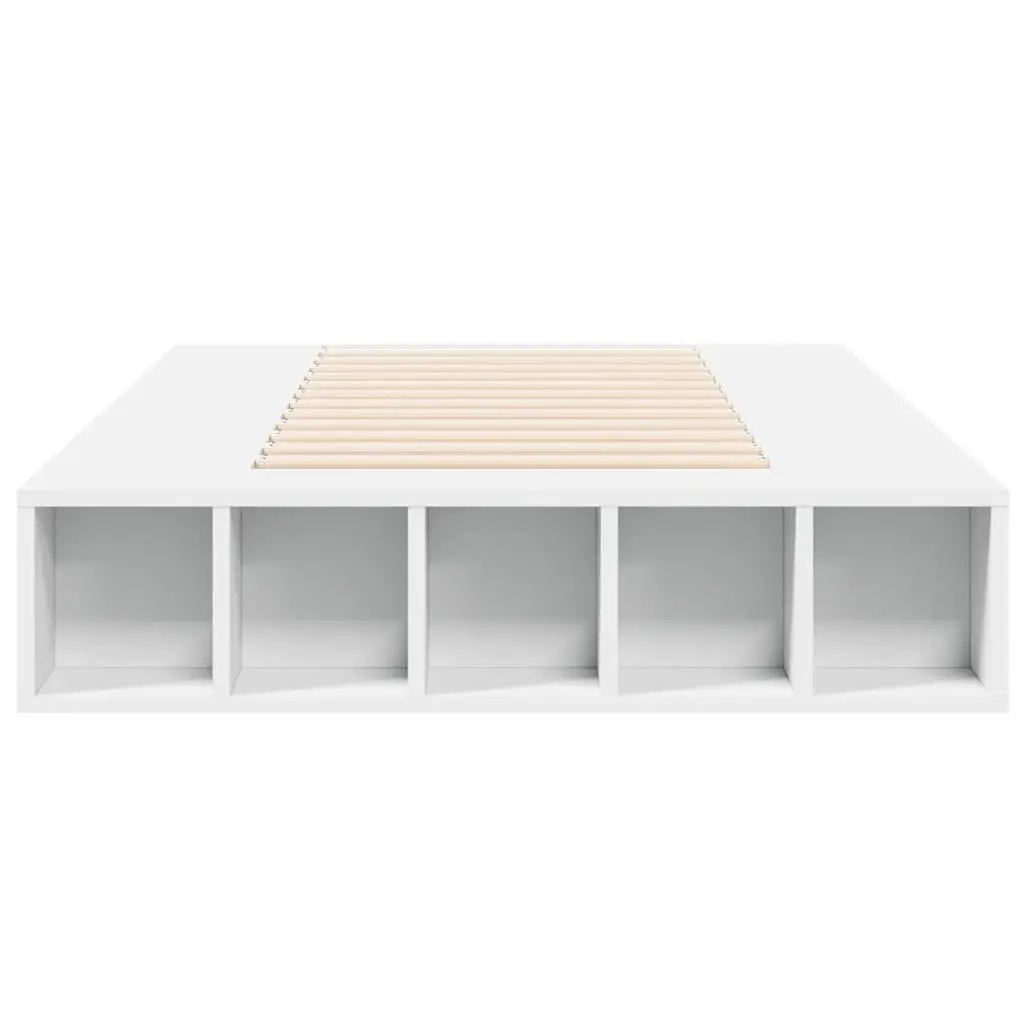 White Bed Frame 90x190 cm with Storage Compartments and Slatted Base Support
