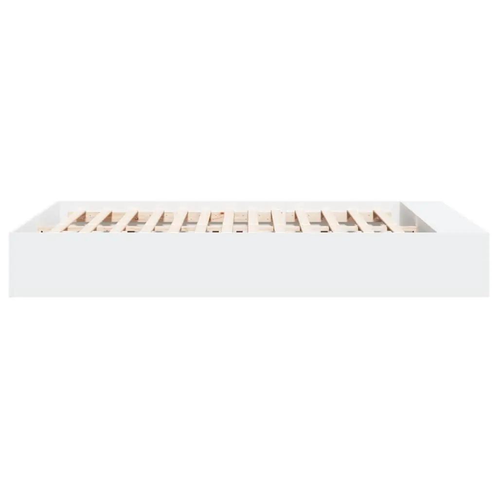 White Bed Frame 150x200cm Storage Compartments Slatted Base Modern Bedroom