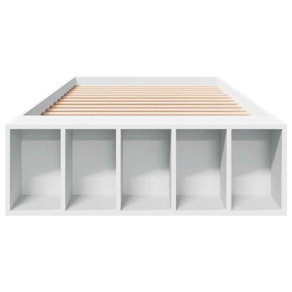 Bed Frame White Modern Bedroom 90x190 cm Storage Compartments Slatted