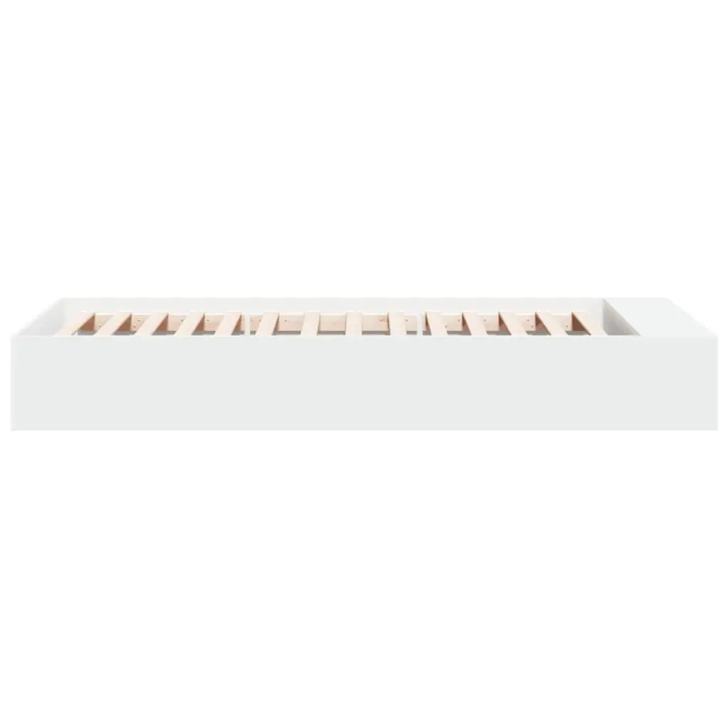 Bed Frame White Modern Bedroom 90x190 cm Storage Compartments Slatted