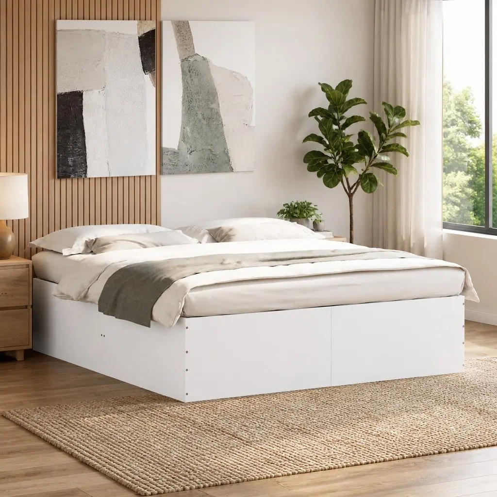 White Bed Frame 180x200 cm Engineered Wood