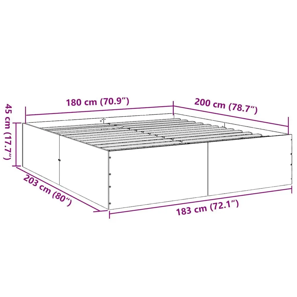 White Bed Frame 180x200 cm Engineered Wood