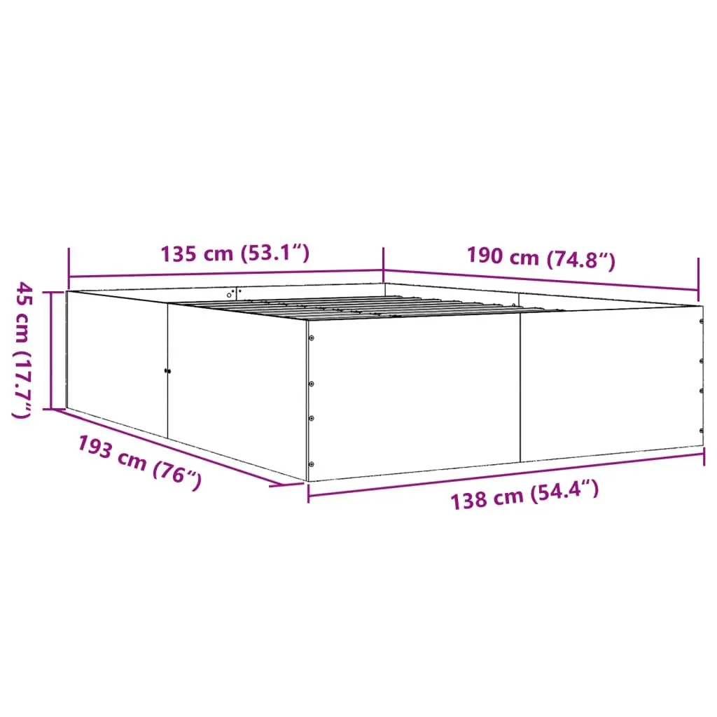 Engineered Wood Bed Frame 135x190 cm in White