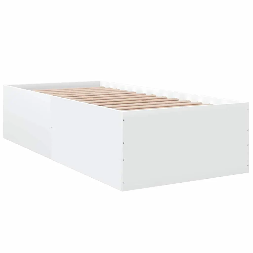 90x190 cm Bed Frame in White with Engineered Wood