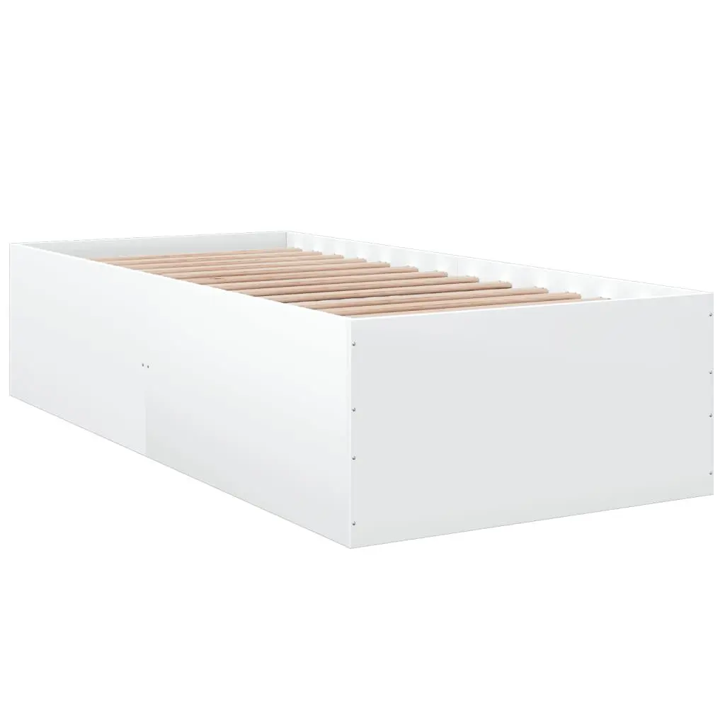 90x190 cm Bed Frame in White with Engineered Wood