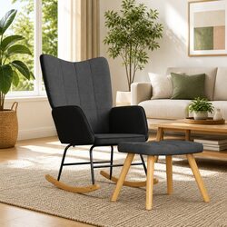Specifications of Rocking Chair with Stool in Grey Fabric
