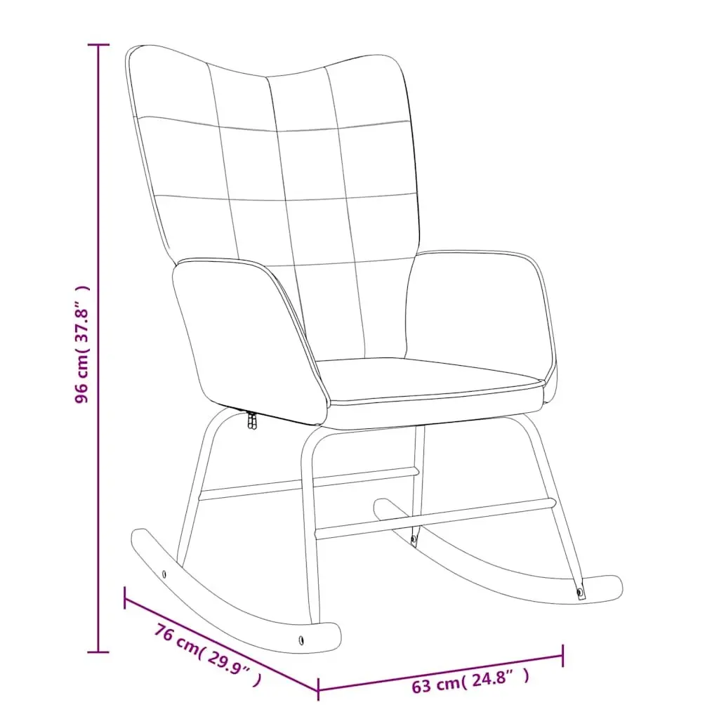 Rocking Chair with Stool Living Room Cream Fabric Padded Foam