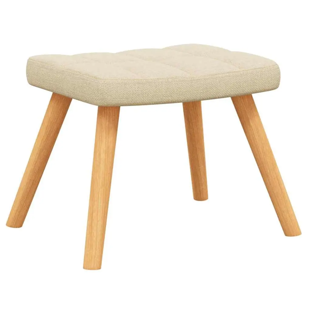 Rocking Chair with Stool Living Room Cream Fabric Padded Foam