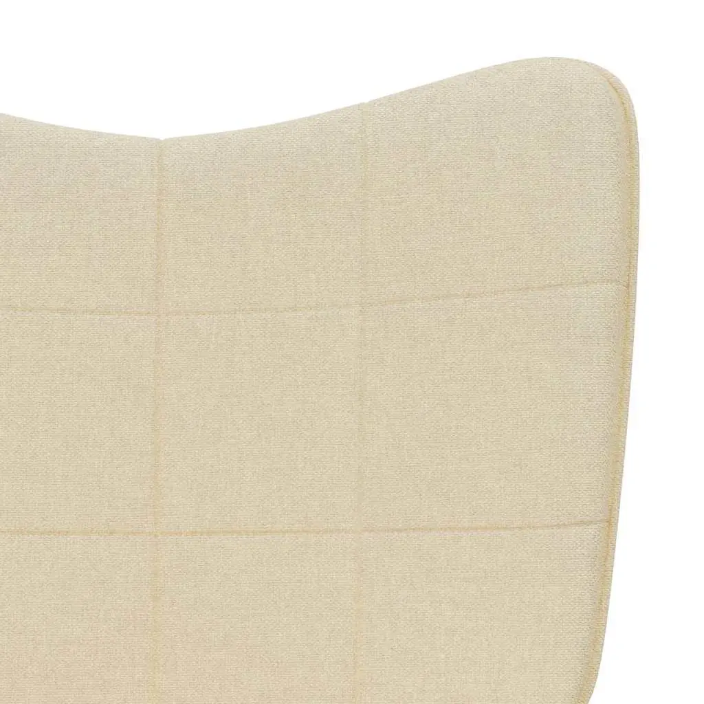 Rocking Chair with Stool Living Room Cream Fabric Padded Foam
