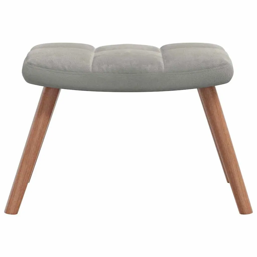 Armchair with Footstool for Living Room Light Grey Velvet