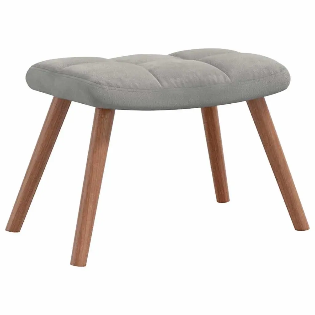 Armchair with Footstool for Living Room Light Grey Velvet