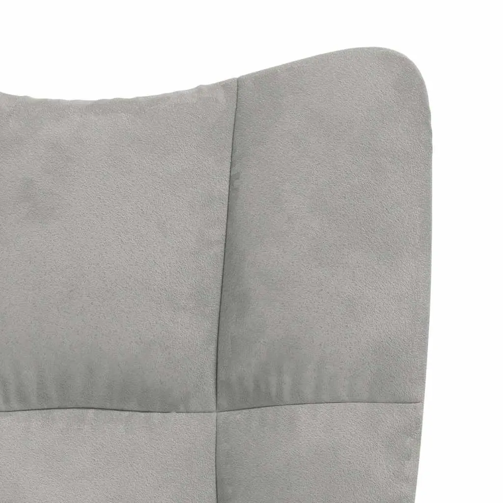 Armchair with Footstool for Living Room Light Grey Velvet