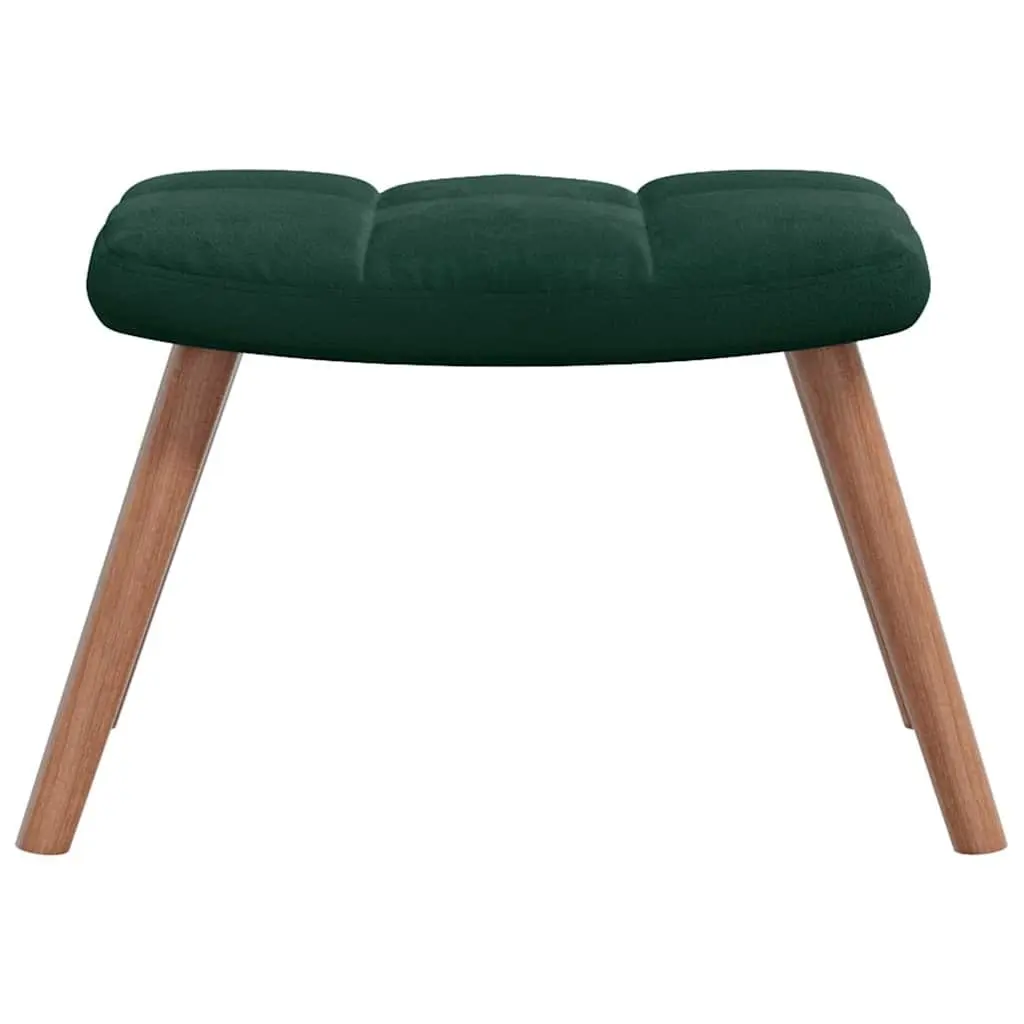 Green Velvet Upholstered Armchair with Matching Stool