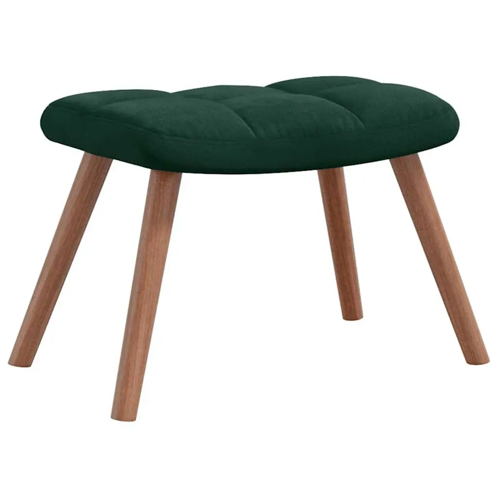 Green Velvet Upholstered Armchair with Matching Stool