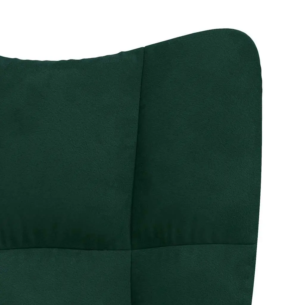Green Velvet Upholstered Armchair with Matching Stool