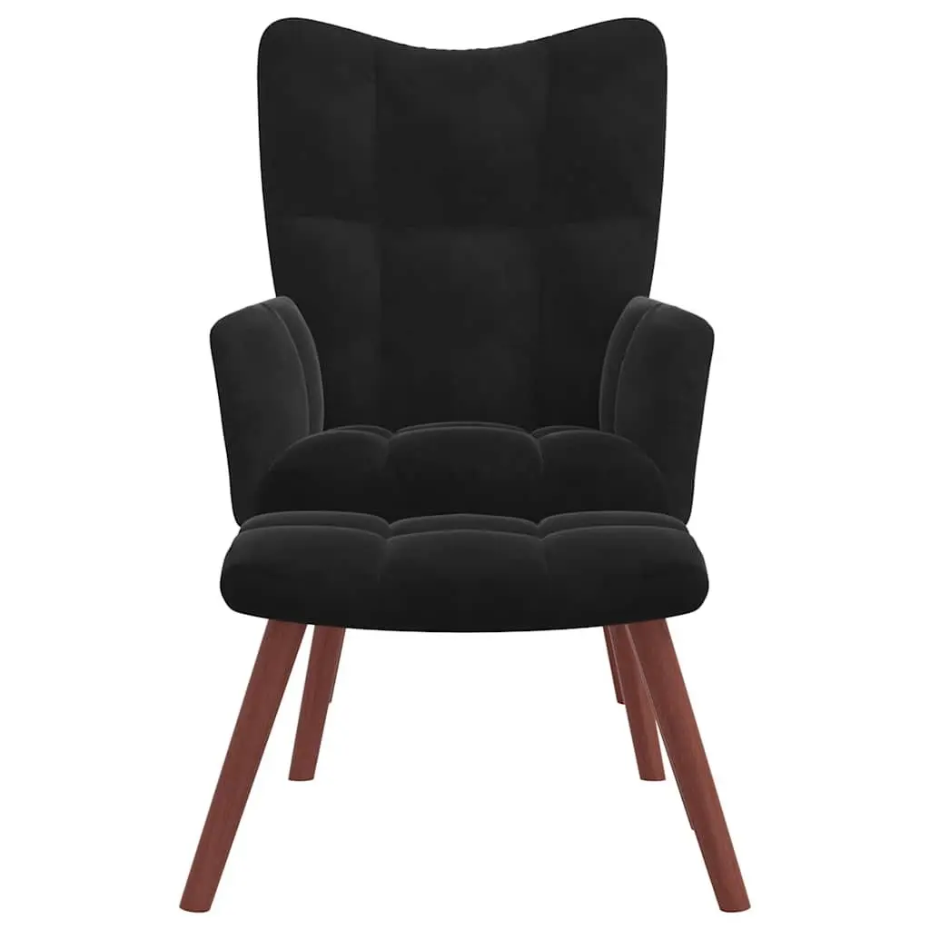 Relaxing Armchair with Footstool for Sitting Room Black Velvet