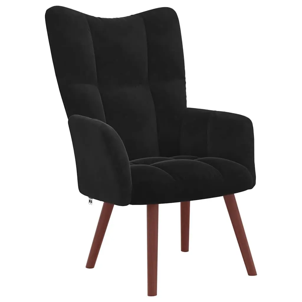 Relaxing Armchair with Footstool for Sitting Room Black Velvet