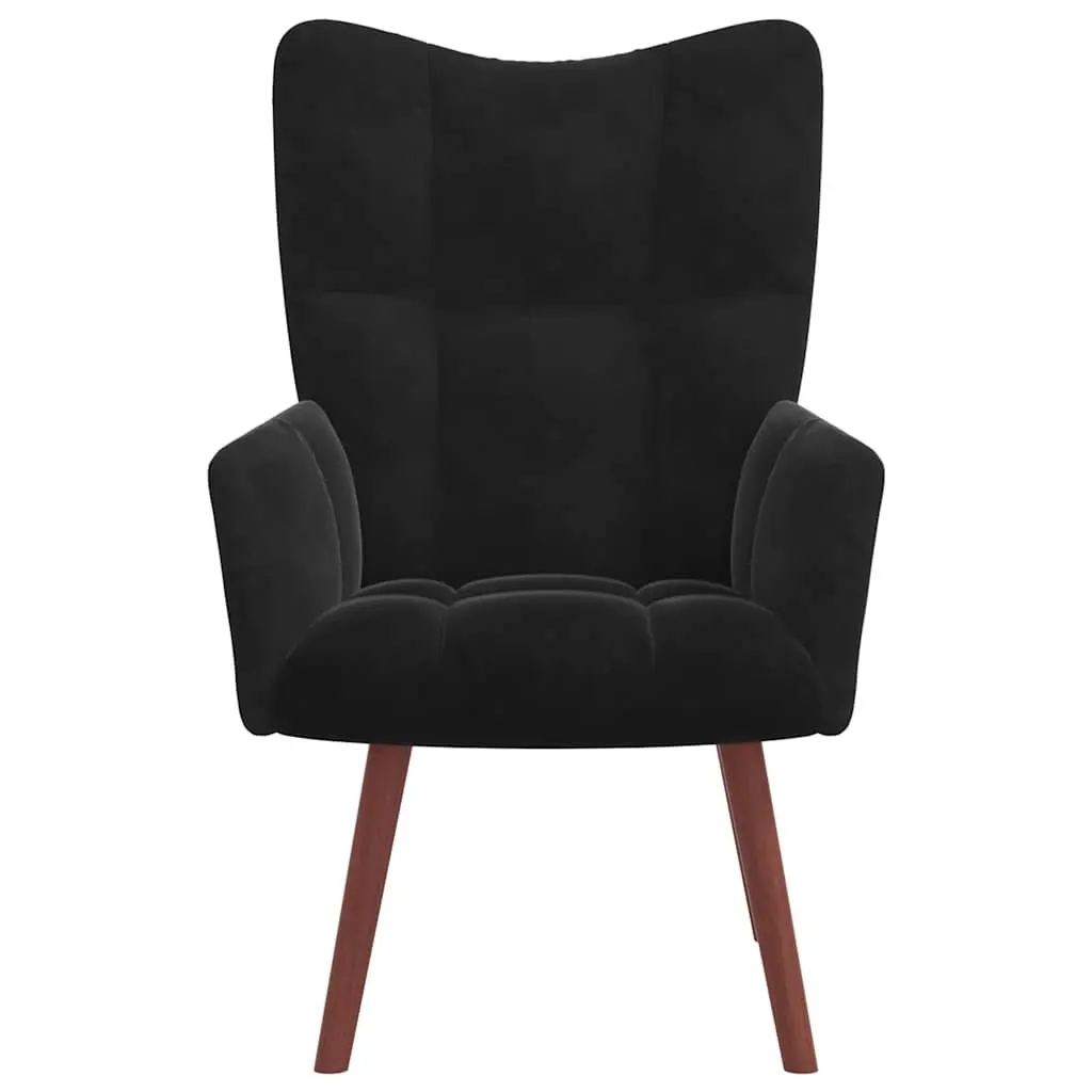 Relaxing Armchair with Footstool for Sitting Room Black Velvet