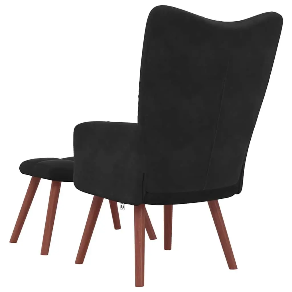 Relaxing Armchair with Footstool for Sitting Room Black Velvet