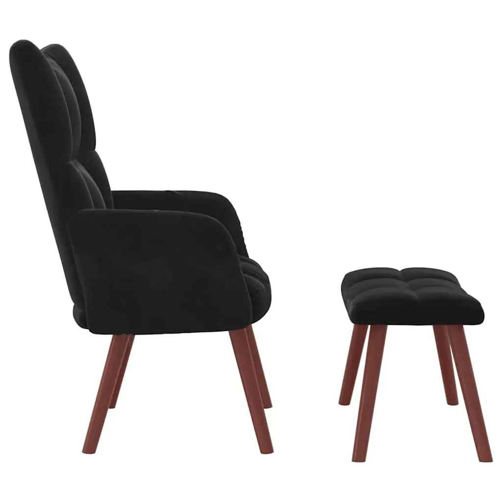 Relaxing Armchair with Footstool for Sitting Room Black Velvet
