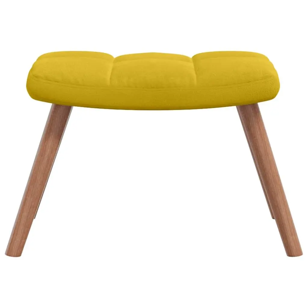 Armchair Set for Living Room or Bedroom Mustard Yellow Velvet Padded with Footstool