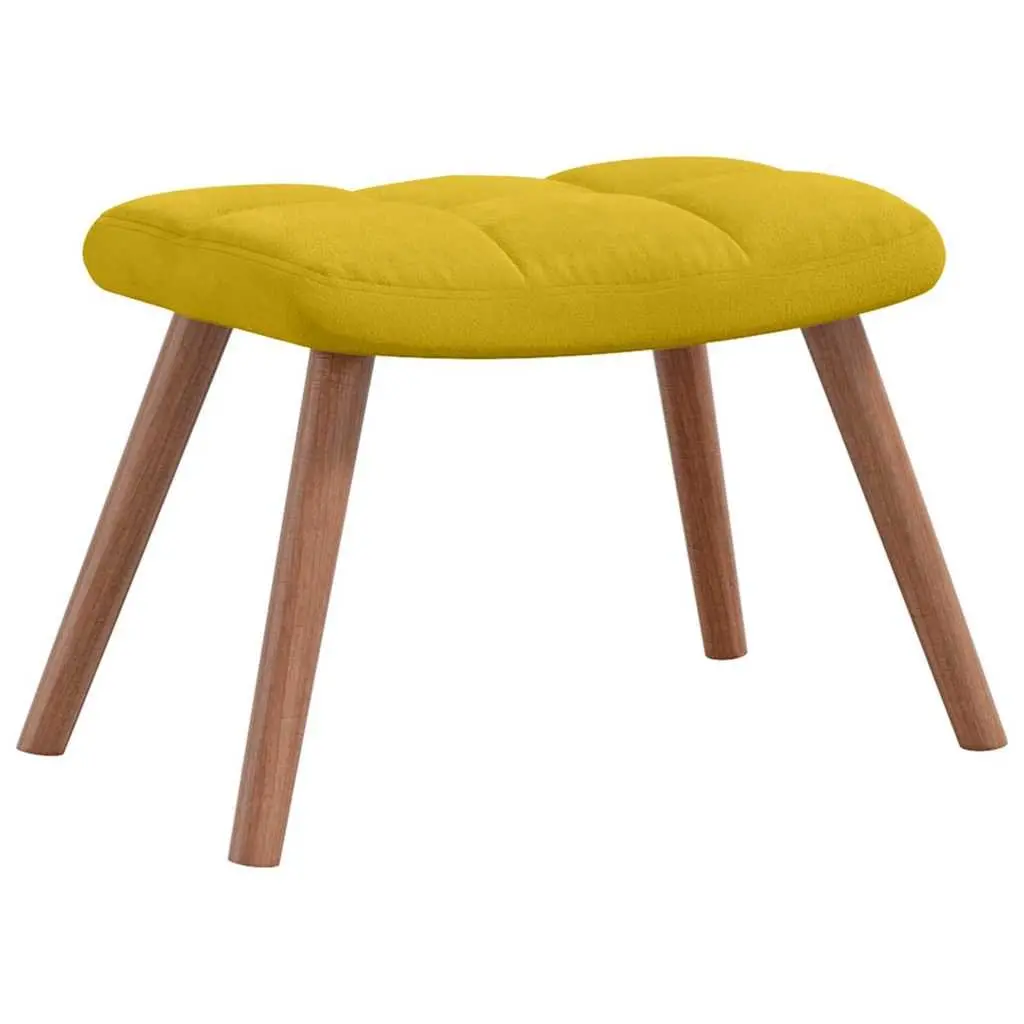 Armchair Set for Living Room or Bedroom Mustard Yellow Velvet Padded with Footstool