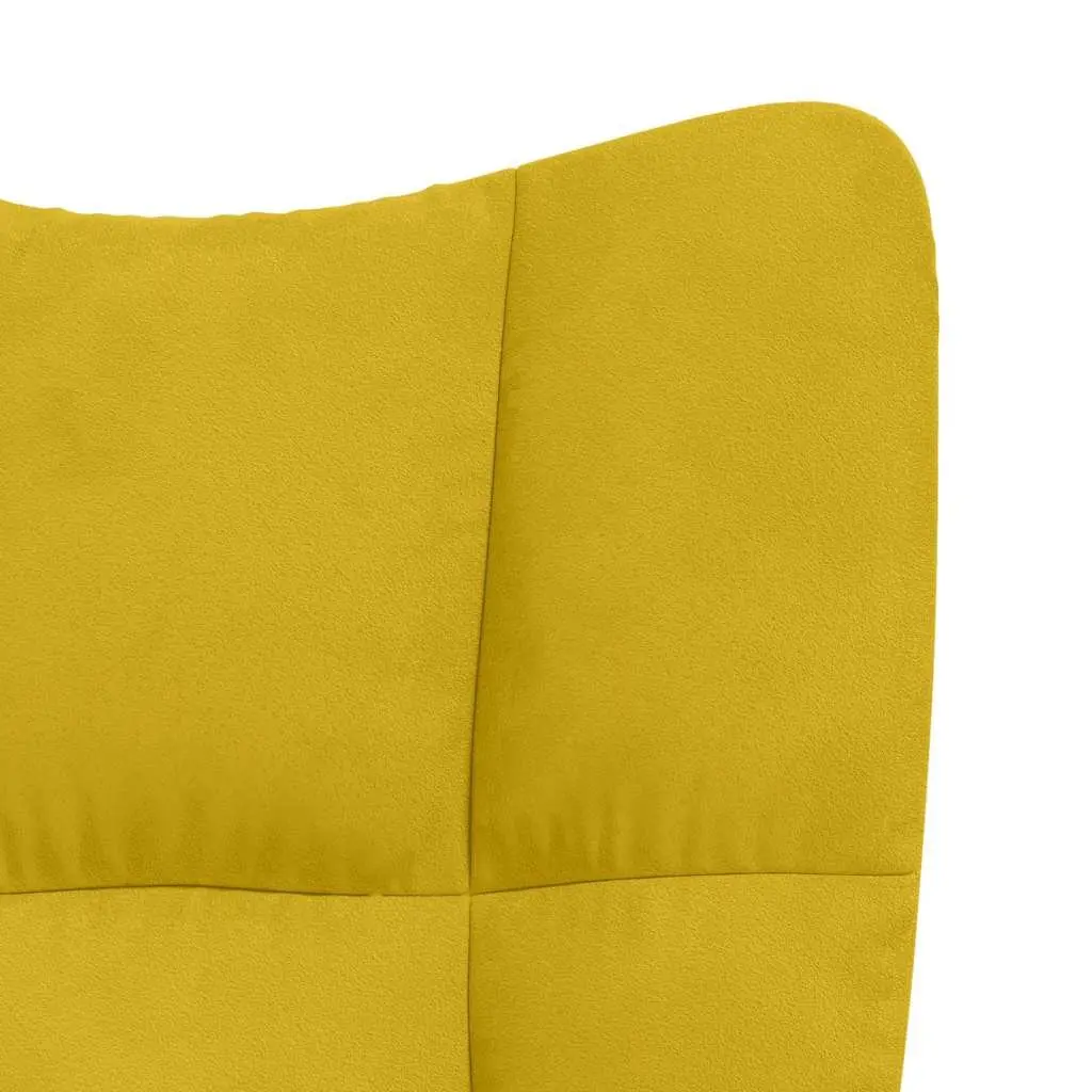 Armchair Set for Living Room or Bedroom Mustard Yellow Velvet Padded with Footstool