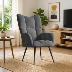 Specifications of Grey Velvet Upholstered Armchair