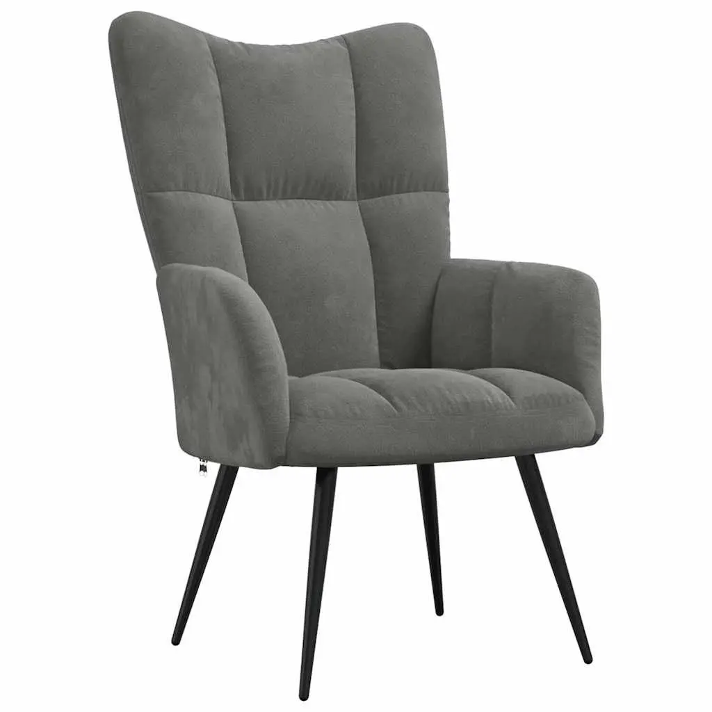 Grey Velvet Upholstered Armchair