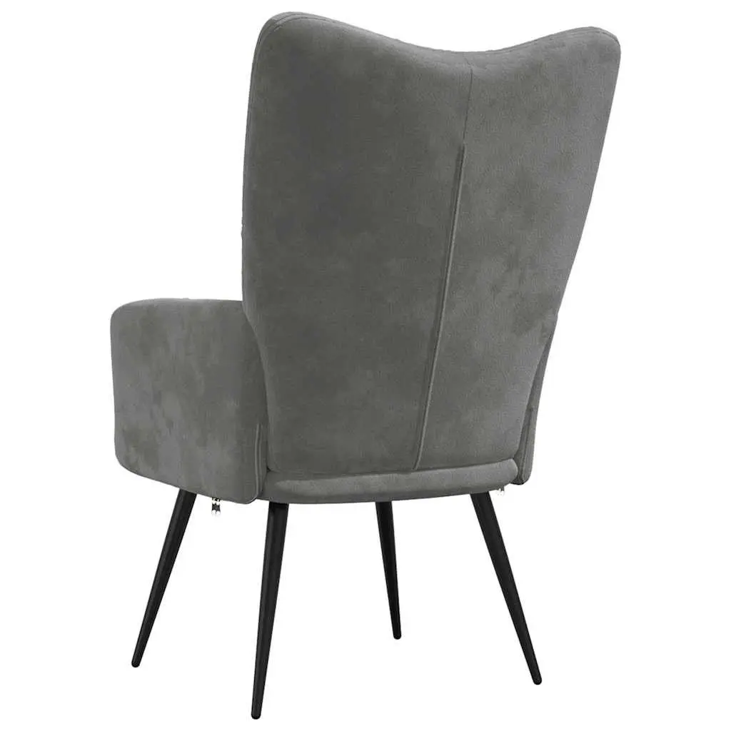 Grey Velvet Upholstered Armchair