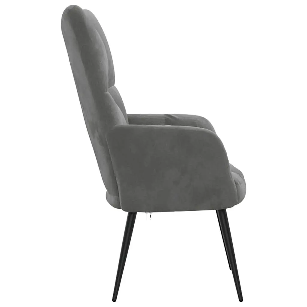Grey Velvet Upholstered Armchair