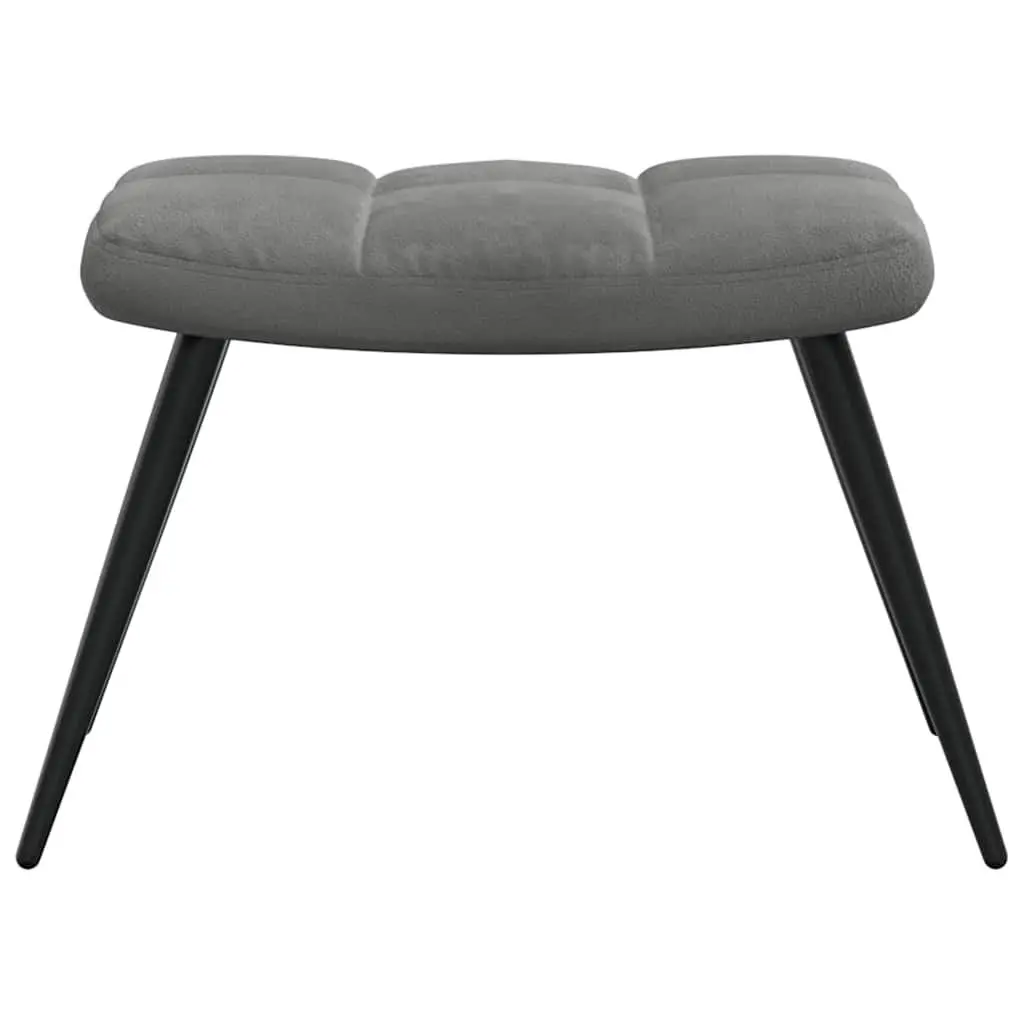 Grey Velvet Relaxing Chair with Footstool