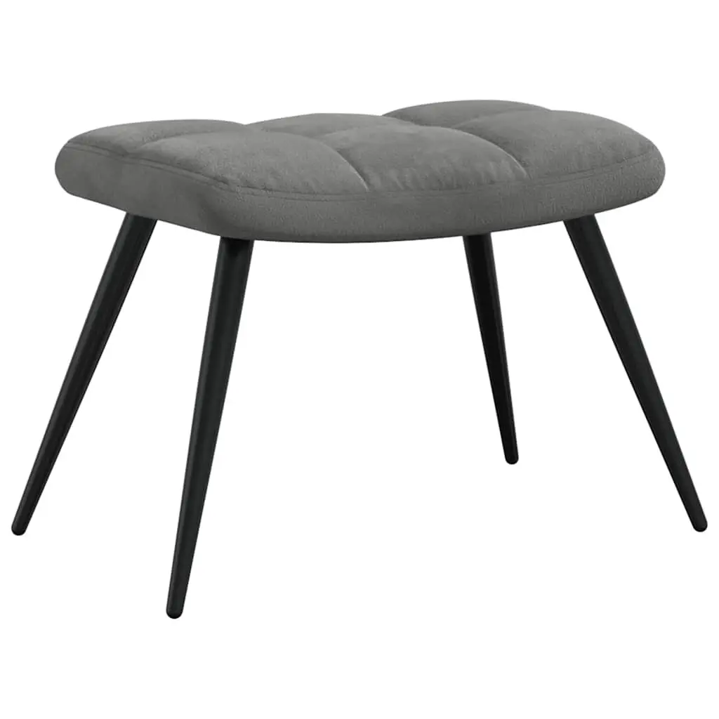 Grey Velvet Relaxing Chair with Footstool