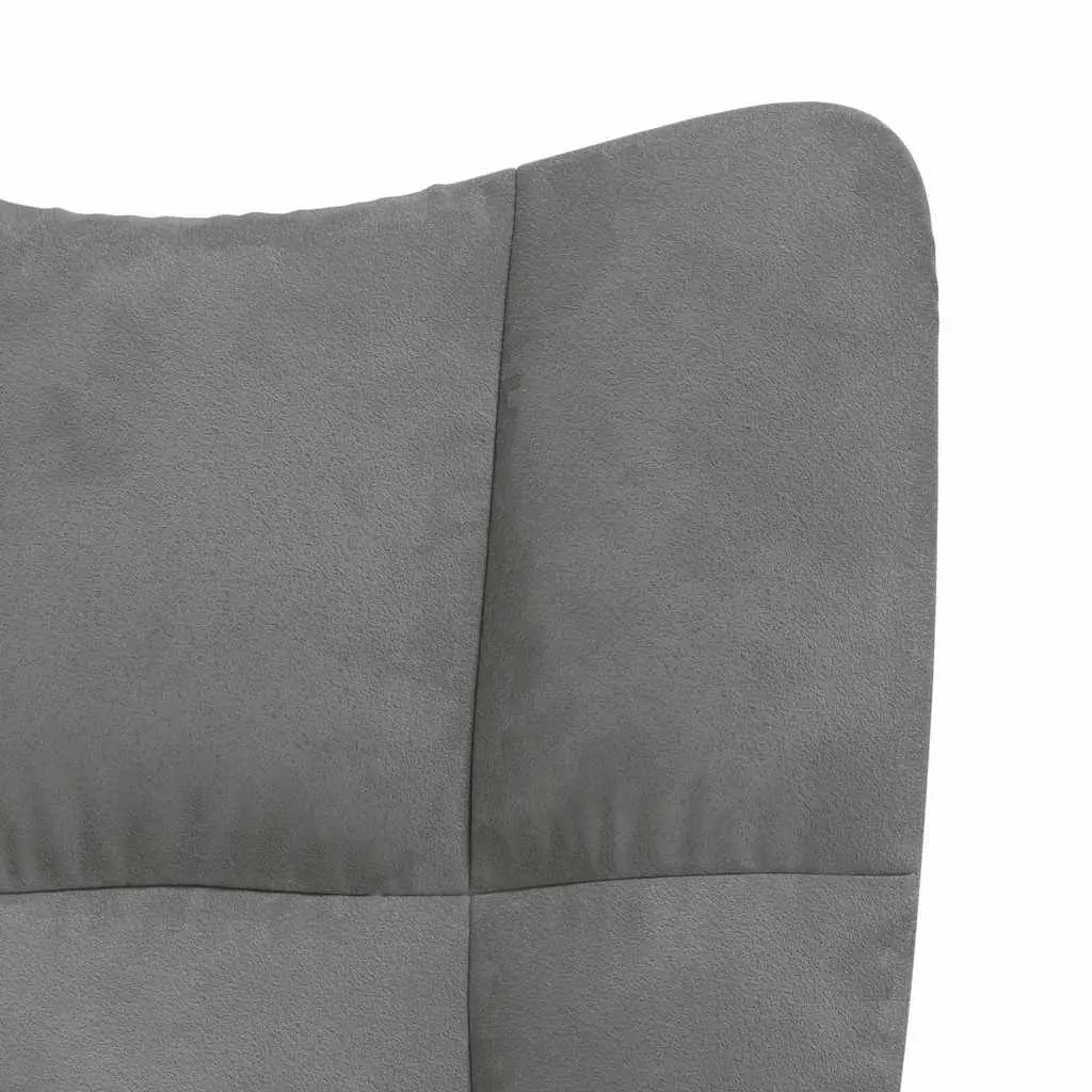 Grey Velvet Relaxing Chair with Footstool