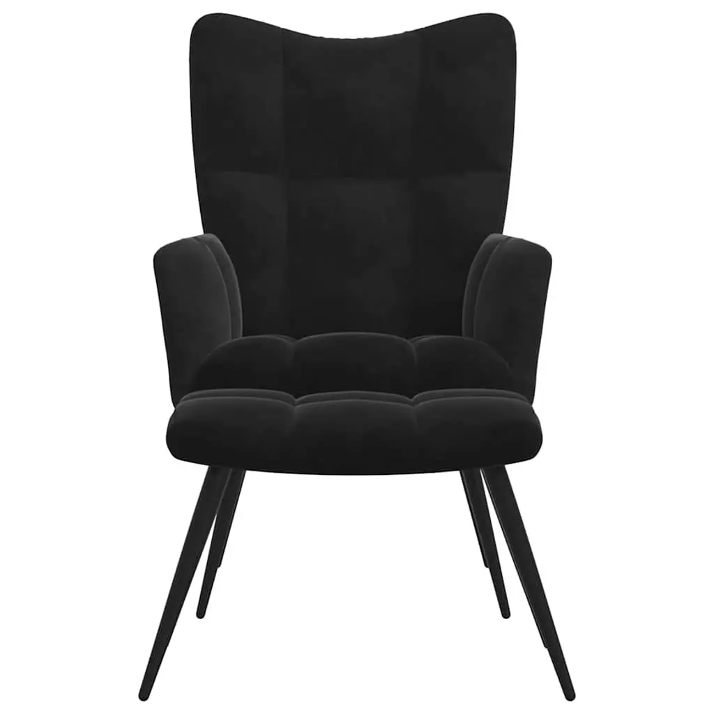 Black Velvet Relaxing Chair & Stool Set