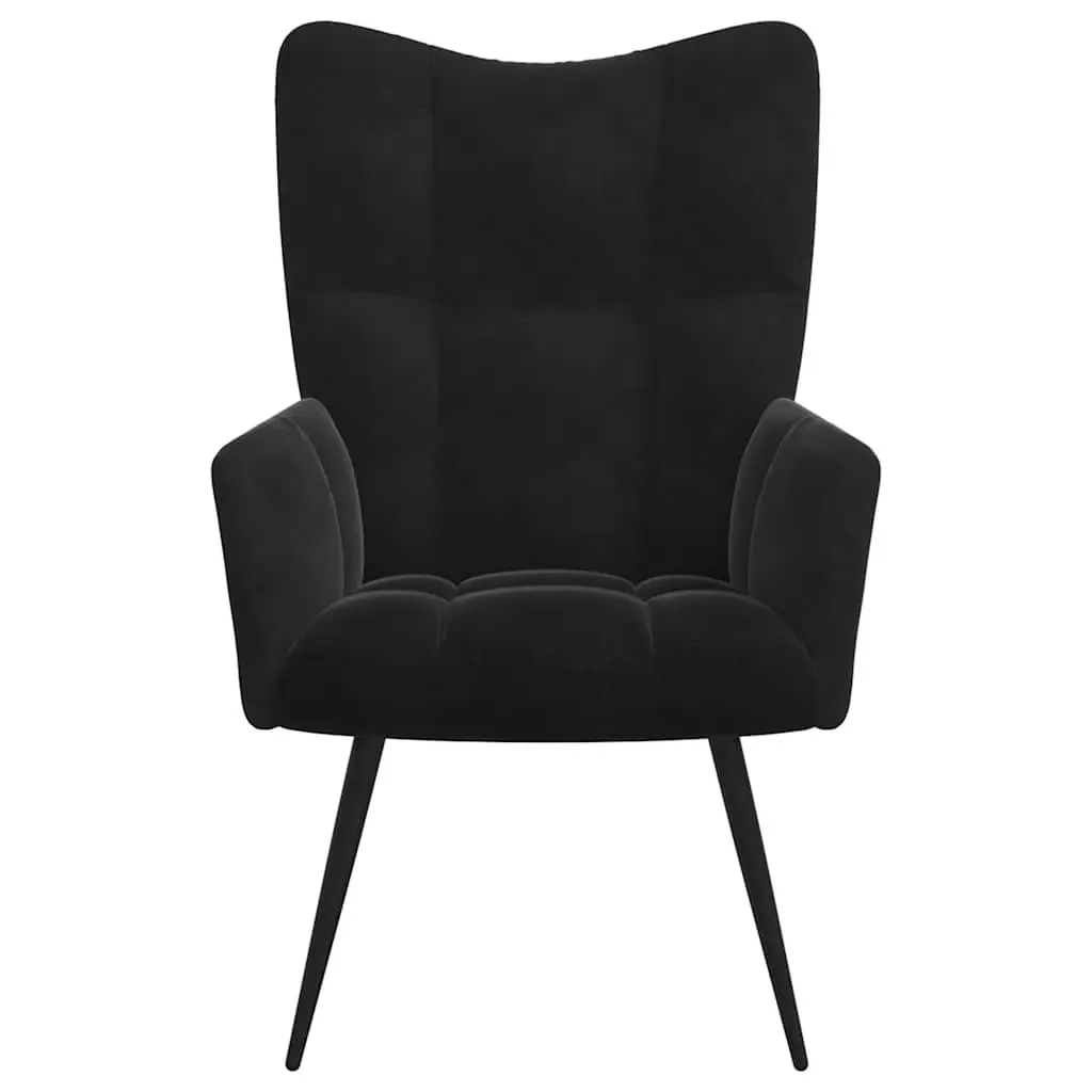 Black Velvet Relaxing Chair & Stool Set