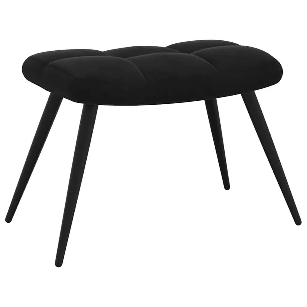 Black Velvet Relaxing Chair & Stool Set
