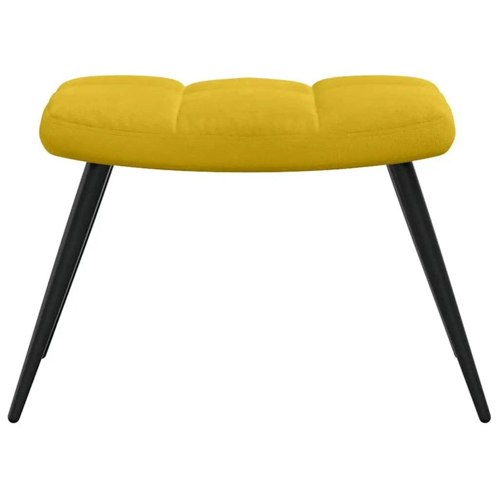 Mustard Yellow Velvet Armchair with Stool Relaxing Chair Lounge Accent Seat