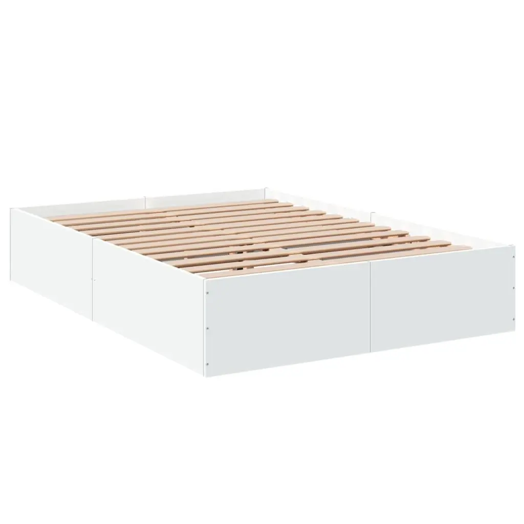 White Bed Frame 135x190 cm with Engineered Wood