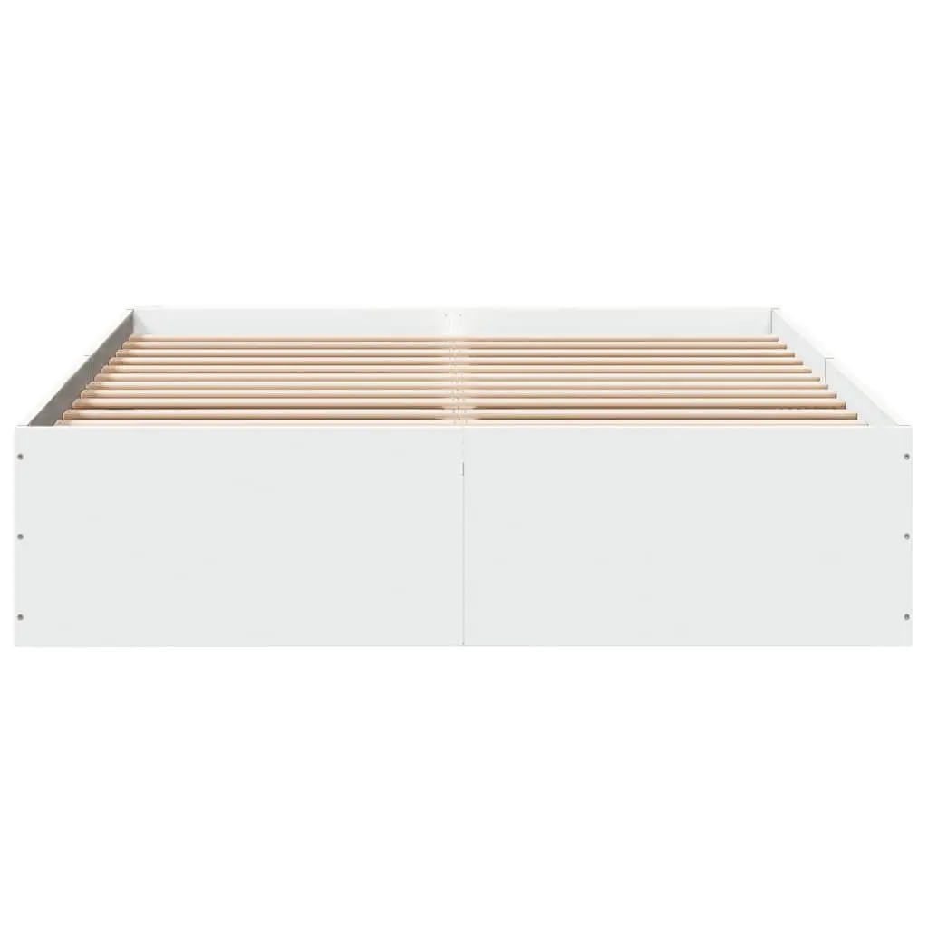 White Bed Frame 135x190 cm with Engineered Wood