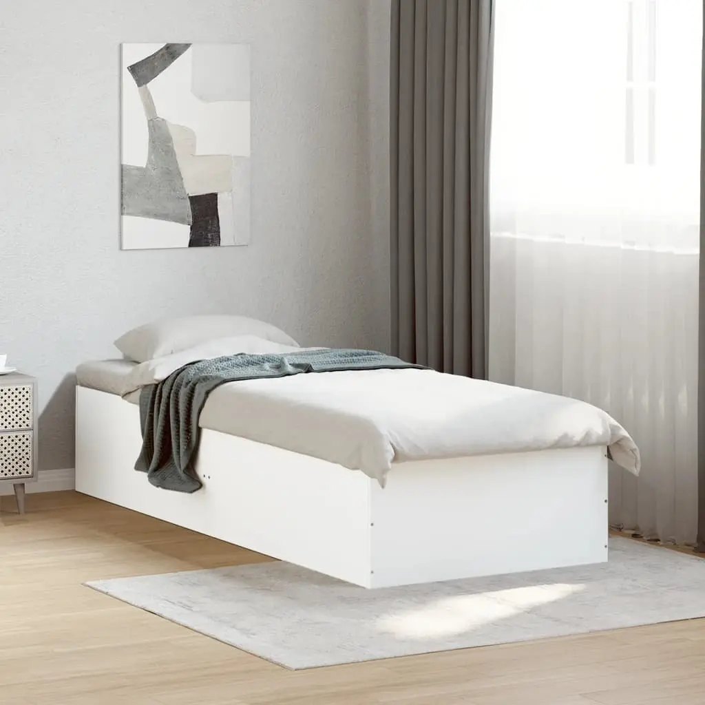 90x190 cm White Bed Frame in Engineered Wood