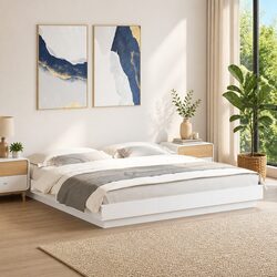 Engineered Wood King Bed Frame 183x203 cm with RGB Lights