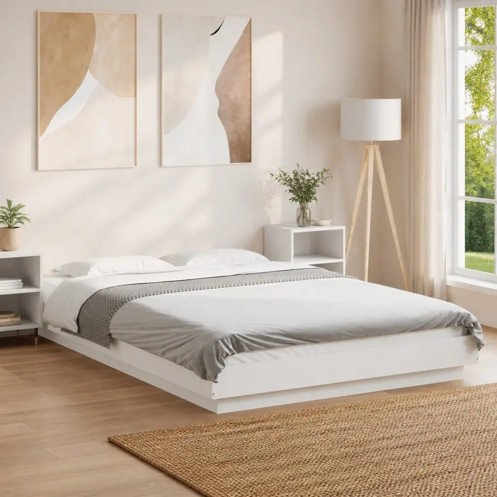 Bed Frame Bedroom 135x190 cm with RGB LED Lights