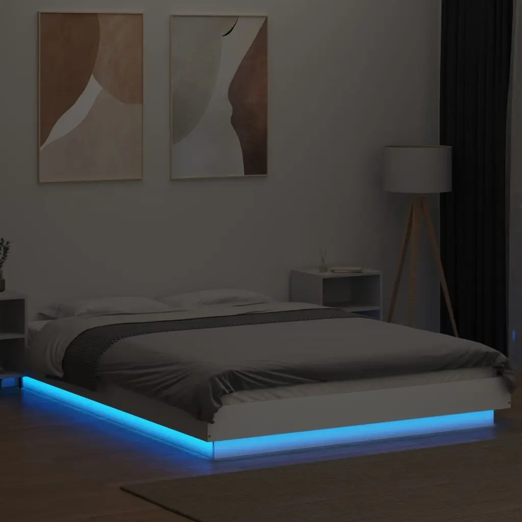 Bed Frame Bedroom 135x190 cm with RGB LED Lights