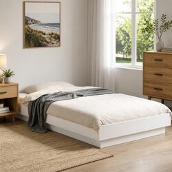 90x190 cm Bed Frame with RGB LED Lights and Engineered Wood Construction