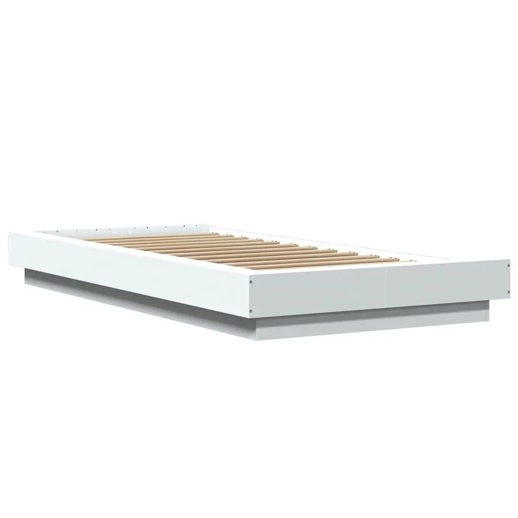 Bed Frame for Bedroom 90x190 cm with RGB LED Lights and Slatted Base White